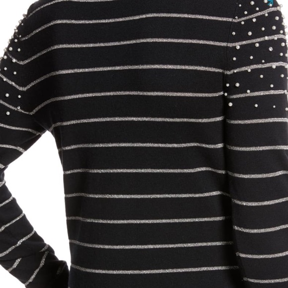 NWT X Atlantic-Pacific Pearl Metallic Stripe Swtr - Picture 3 of 5